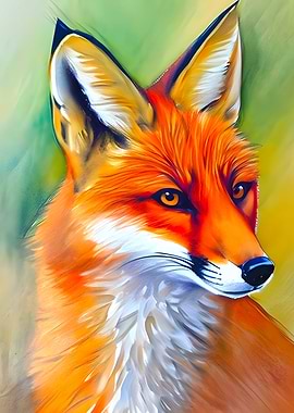 Watercolor close up fox