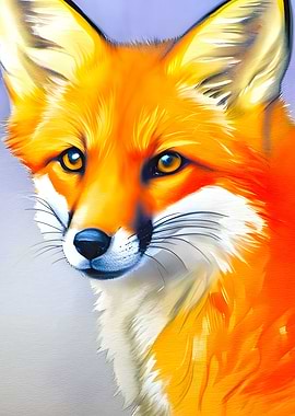 Watercolor portrait of fox