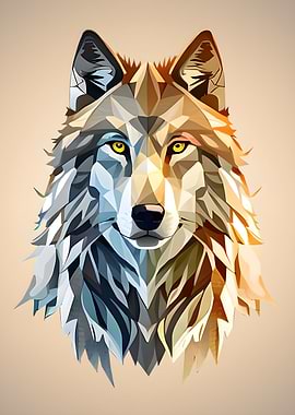 low poly beauty wolf