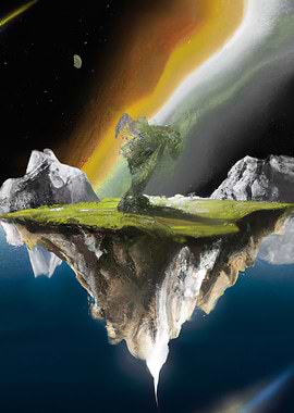 Flying Island Outer Space