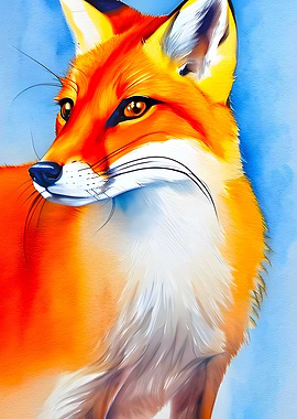 Fox on a blue background