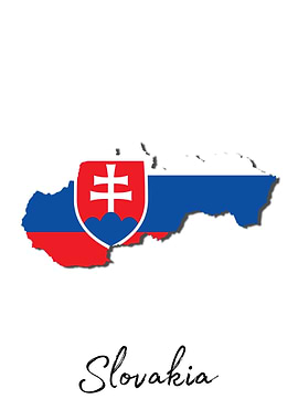 Slovakia Map With Flag