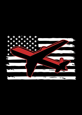 Airplane US Flag