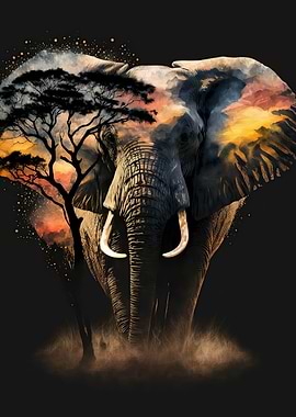 Elephant Sunset Animal