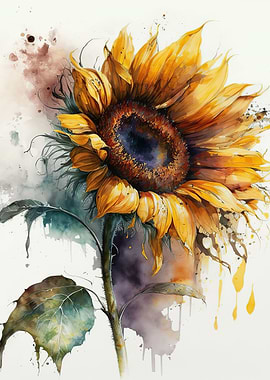 Watercolour sunflower