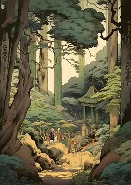 Forest travellers ukiyo e
