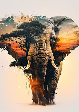 Elephant Sunset Animal