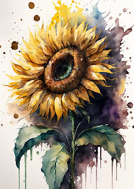 Watercolour sunflower