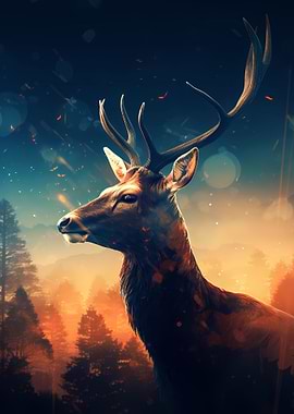 Deer Sunset