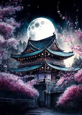 japanese landscape moon
