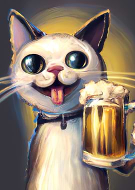 Happy Cat with Beer