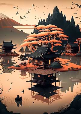 japanese landscape house