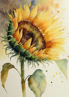 Watercolour sunflower