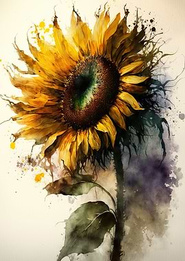 Watercolour sunflower