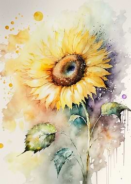 Watercolour sunflower