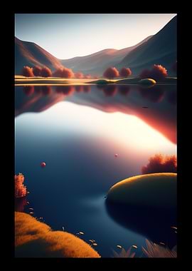 Calm Lake And Mountains