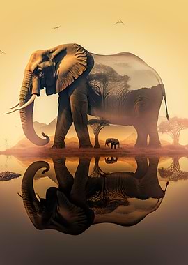 Elephant Sunset Animal