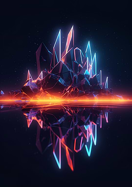 Neon Geometric Polygon Art