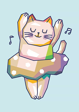 Cute Dancing Cat Popart