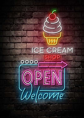 Ice Cream Shop Neon