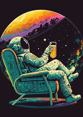 Funny astronaut with beer