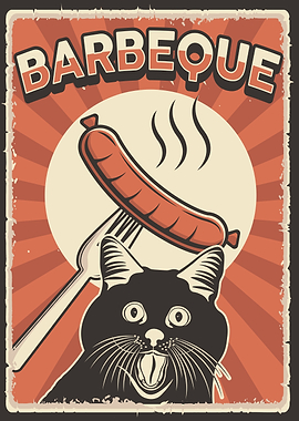 Funny Barbeque party cat