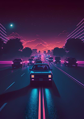 Colorful Car 80s Vintage