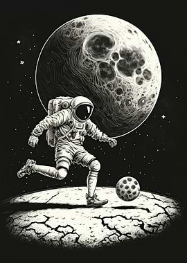 Astronaut playing football