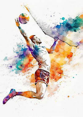 Watercolor Volleyball
