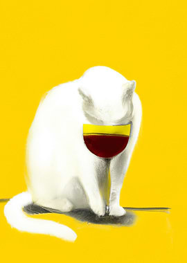 Cat with Wine