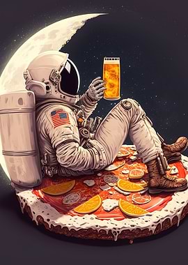 Funny astronaut with beer