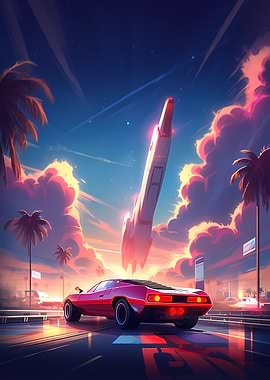 Vintage Retro Car 80s