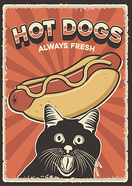 Funny Retro Cat hot dog 5