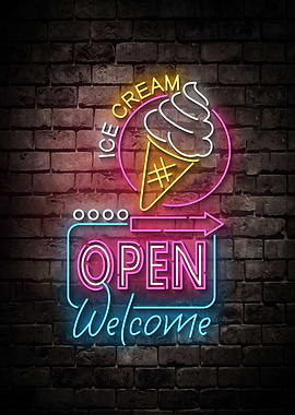 Ice Cream Shop Neon