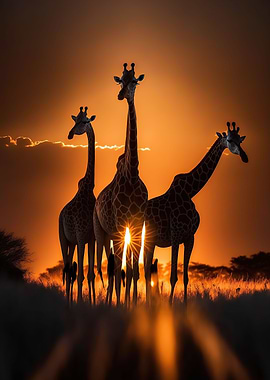 giraffe animal sunset