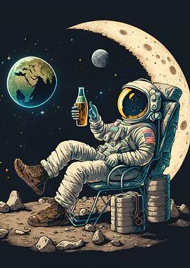 Funny astronaut with beer