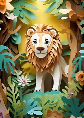 Lion in paper craft