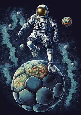 Astronaut playing football