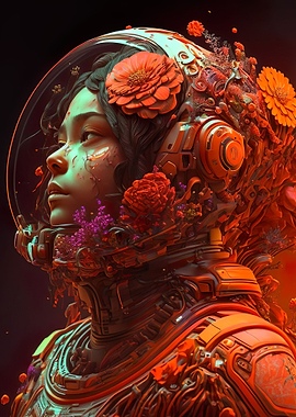 Blood Red Floral Astronaut