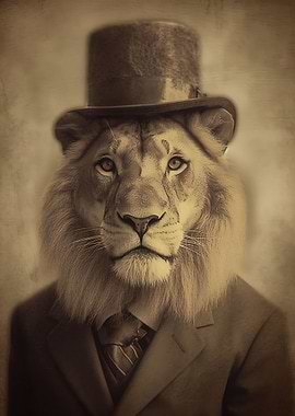 Lion in Suit Vintage