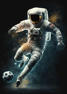 Astronaut playing football