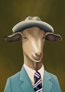vintage goat painting