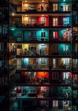 A Nighttime View Balconies