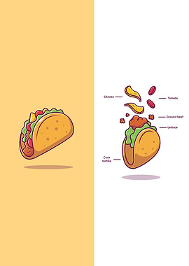 Taco Ingredients Cartoon