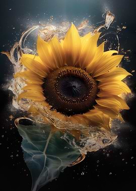 Sunflower Water Droplets
