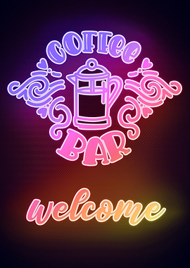 Coffee Funny Neon Poster