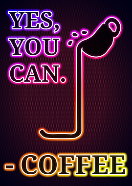 Coffee Funny Neon Poster