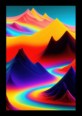 Comic Colorful Mountains