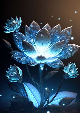Blue Neon Flowers