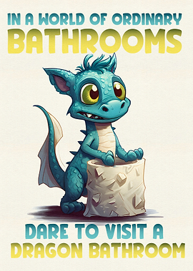 Cute Dragon Bathroom Art